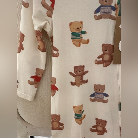 🧸 6~9 Mth Angel Dear Adorable Teddy Bear Print Baby Footie NWT - Picture 6 of 10